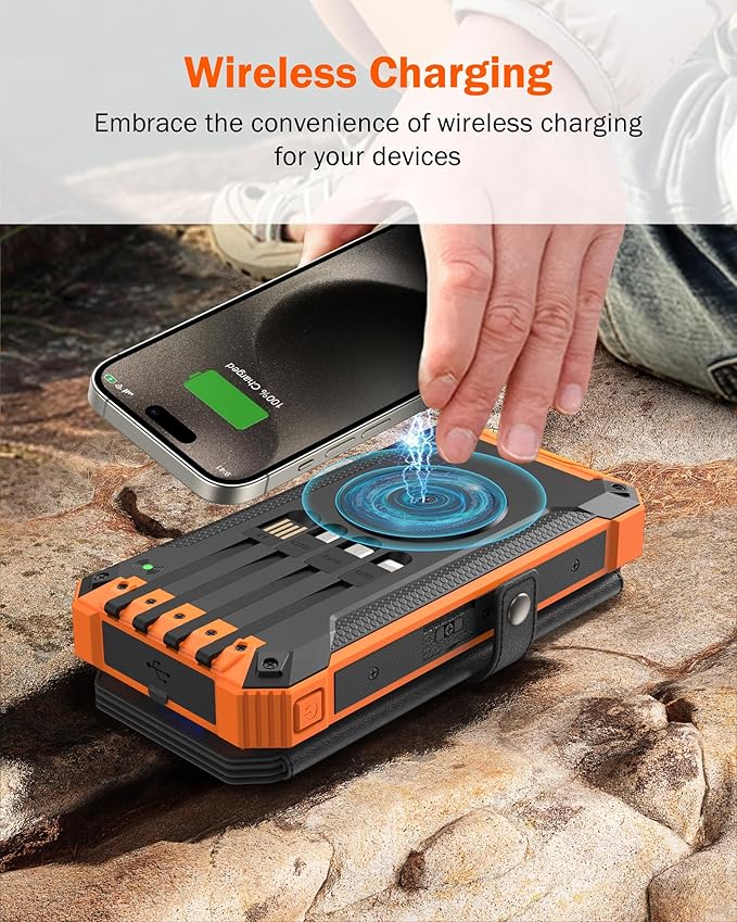 GOODaaa Power Bank Wireless Charger 36800mAh Solar Charger - Image 3