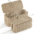 2-Pack Large Cable Management Box, Natural Rattan Cable Cord Organizer Boxes by BLUEWEST