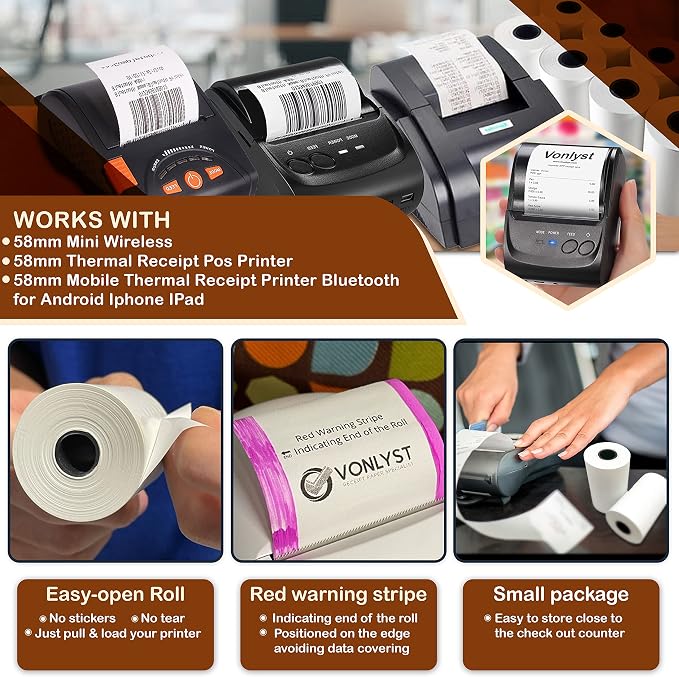 Receipt Paper Roll for 58mm Mobile Portable Thermal Printer - Image 2