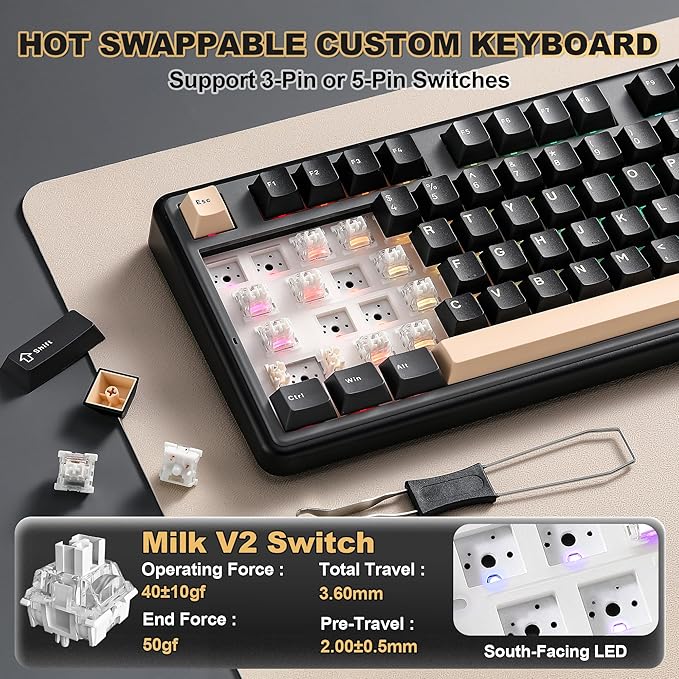 YUNZII B98 PRO QMK/VIA Wireless Mechanical Gaming Keyboard, 96% Layout - Image 6