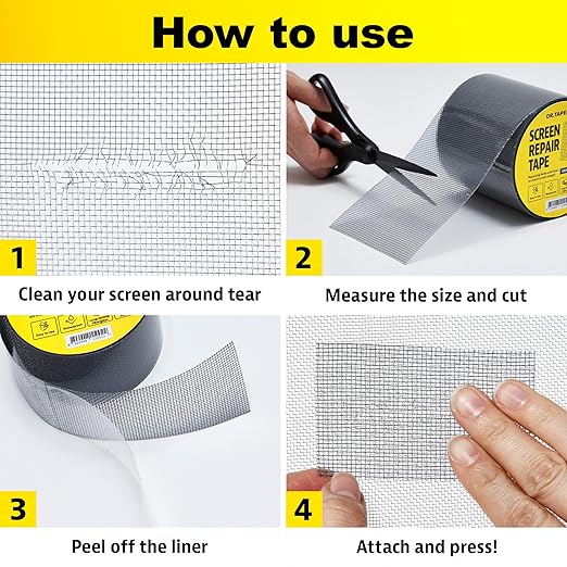 Black Window Screen Repair Tape, 2 in X 8.5 FT, Screen Repair Kit - Image 7