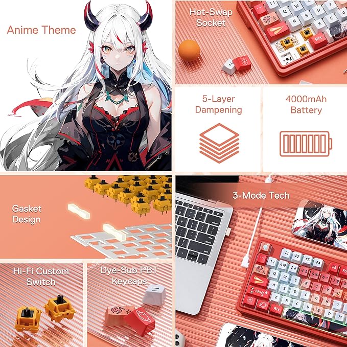 Redragon K673 PRO SE 75% 81 Keys Wireless Gasket RGB Gaming Keyboard, 3-Mode - Image 2