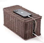 Large Cable Management Box, Handwoven Imitation Rattan Cord Organizer Cord - Image 4