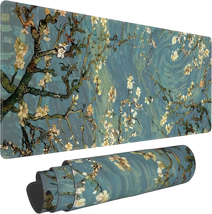 Almond Blossoms Large Mouse Pad, Gaming Keyboard Desk Pad, Extended Mouse Mat by BAHDSISFA