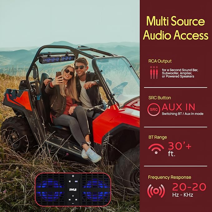 Pyle 32" Powered ATV/UTV Soundbar System, 200W Bluetooth Speakers - Image 4