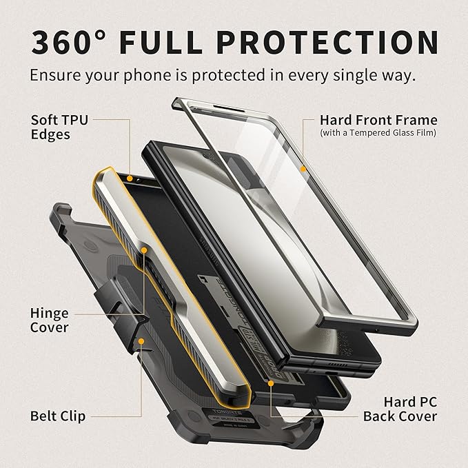 TONGATE for Z Fold 5 Case, Full-Body Military Drop Phone Case for Samsung - Image 3
