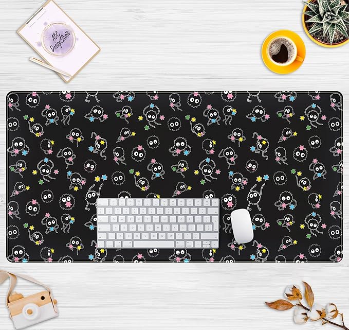 Desk Mat Cute Black Anime Sprite Gaming Mouse Pad XXL Large Extended Kawaii - Image 7