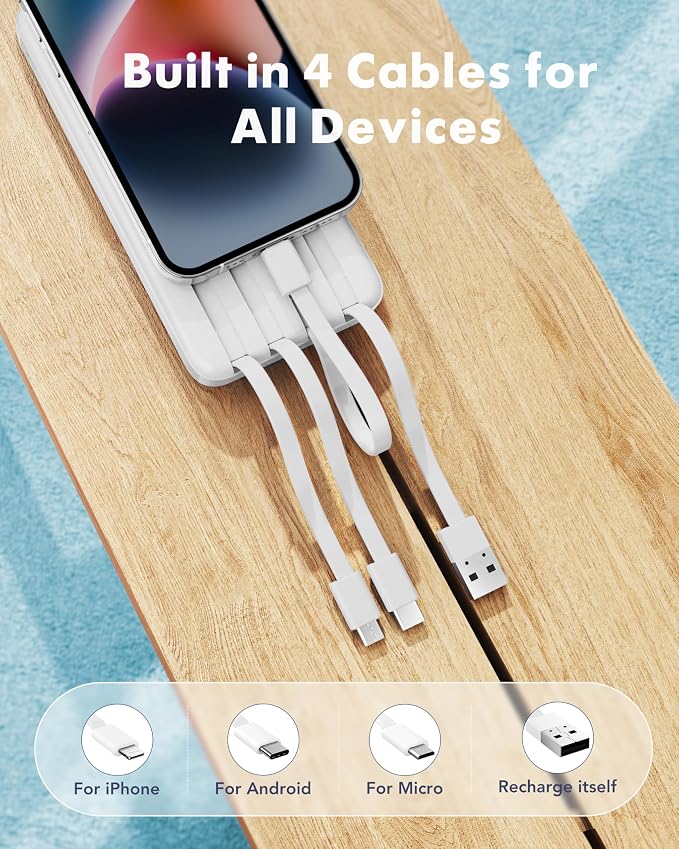 Charmast Portable Charger with Built in Cables, Power Bank with Cords Wires - Image 2