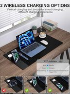 TopMade Mouse Pad with 15W Wireless Charging & Phone Holder, 31.5" x 15.75" XXL - Image 2