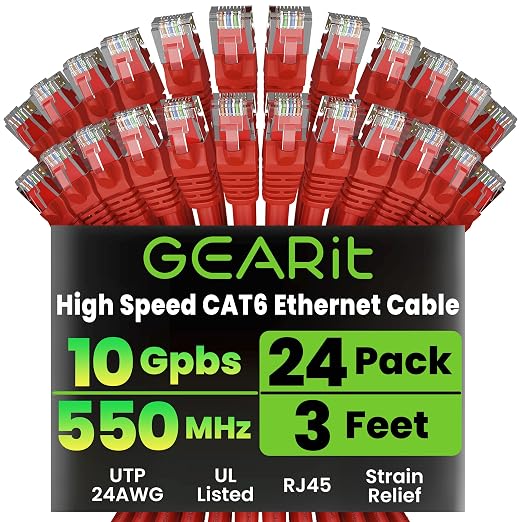 GearIT Cat 6 Ethernet Cable Cat6 Network Patch, Snagless Cord, Internet by GEARit