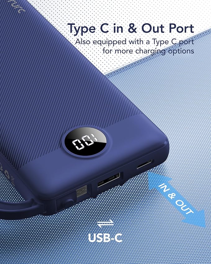 VRURC Portable Charger Power Bank, 10000mAh Travel Essentials, 5 Outputs 2 - Image 5