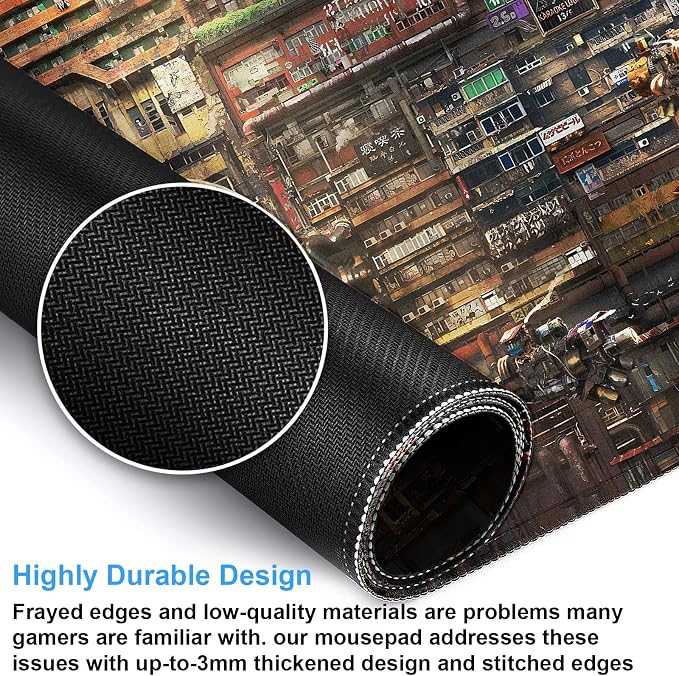 Futuristic Fantasy Mouse Pad, Cyberpunk Style Desk Mat, Extended XL Gaming - Image 5