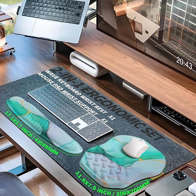 2-in-1 Ergonomic Set, Wave Keyboard Wrist Rest and Massage Slope Mouse Pad - Image 5