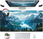 Aesthetic Mountain Vista Desk Mat, Computer Keyboard and Mouse Mat, Desk Pad by Mechanical+Cattle