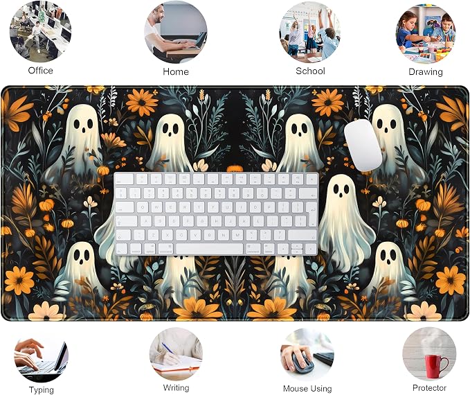 Retro Gothic Kawaii Desk Mat Cute Dark Academia Desk Pad Large Floral Mouse Pad - Image 5