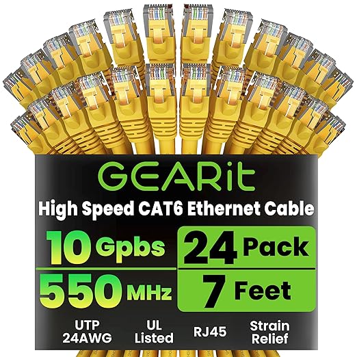 GearIT Cat 6 Ethernet Cable Cat6 Network Patch, Snagless Cord, Internet by GEARit