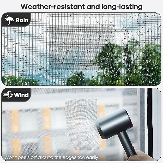 5" x 7" Grey/Black Screen Repair Kit, Strong Adhesive Fiberglass Mesh Patch Tape - Image 3