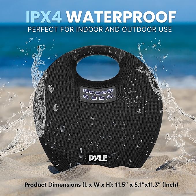 Pyle Mini IPX4 Waterproof Wireless Portable Bluetooth Speaker, - Image 3