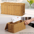 2Pack Large Cable Management Box, Handwoven Imitation Rattan Cord Organizer - Image 2