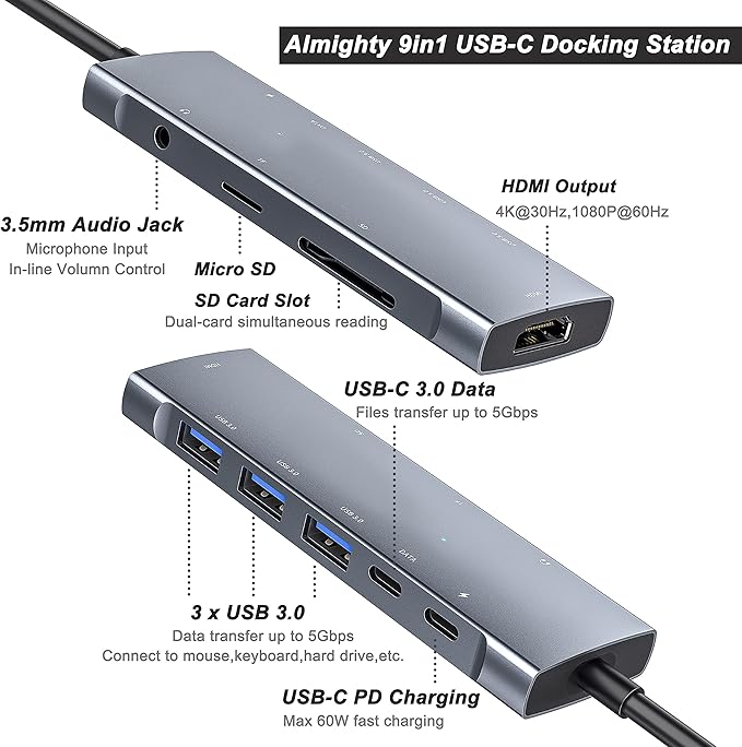 USB C Adapter Docking Station for Galaxy dex iPad Pro, USB-C Multiport Adapter - Image 2