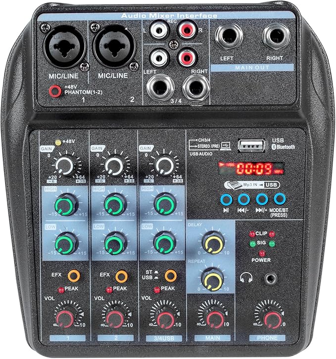 Dj Mixers 4 Channel Audio Mixer Sound Board by jindaaudio