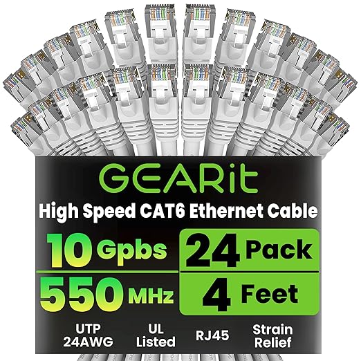 GearIT Cat 6 Ethernet Cable Cat6 Network Patch, Snagless Cord, Internet by GEARit