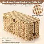 2Pack Large Cable Management Box, Handwoven Imitation Rattan Cord Organizer - Image 3
