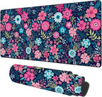 Colorful Flowers Gaming Mouse Pad 3mm Thick Stitched Edge Waterproof Non-Slip by Unknown