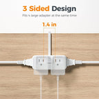 TESSAN Multi Plug Wall Outlet Extender, 6 inch Short Extension Cord, Flat Plug - Image 7