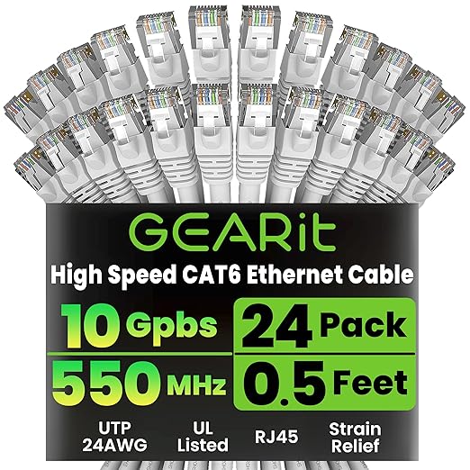 GearIT Cat 6 Ethernet Cable Cat6 Network Patch, Snagless Cord, Internet by GEARit
