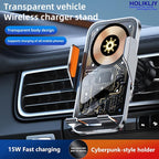 Car Phone Holder Charger Wireless Cell Phone Car Mount - 15W Fast Charging - Image 2