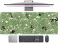 Cute Green Leaves Pink Flowers Mouse Pad Desk Pad Kawaii Anime Cat Desktop by TENG+DA+QING