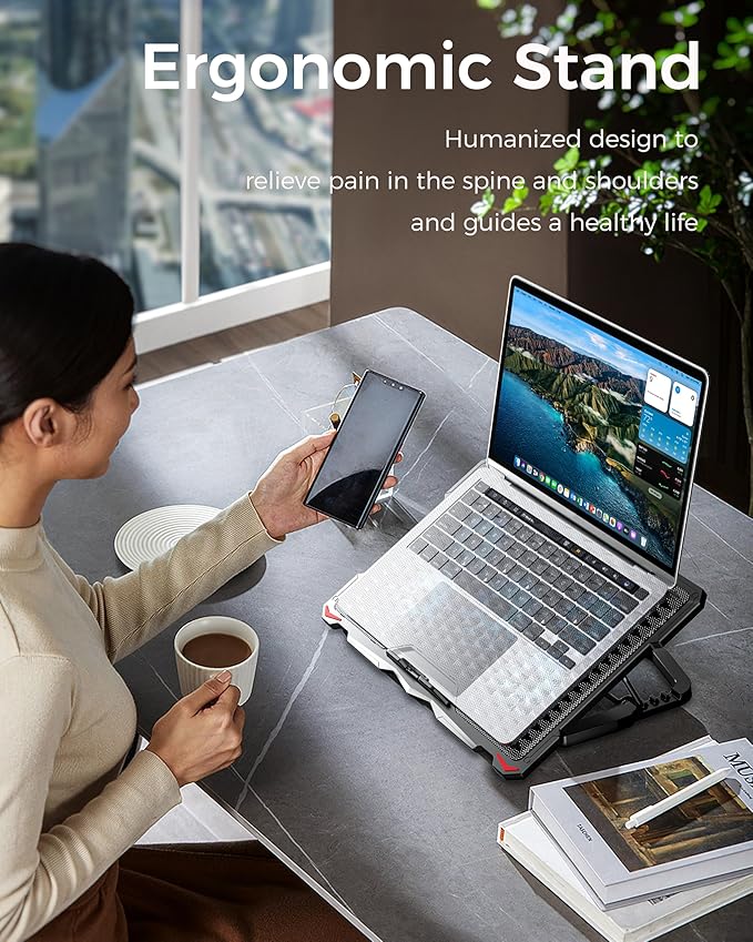 AICHESON Laptop Cooling Pad 5 Fans Up to 17.3 Inch Heavy Notebook Cooler - Image 3
