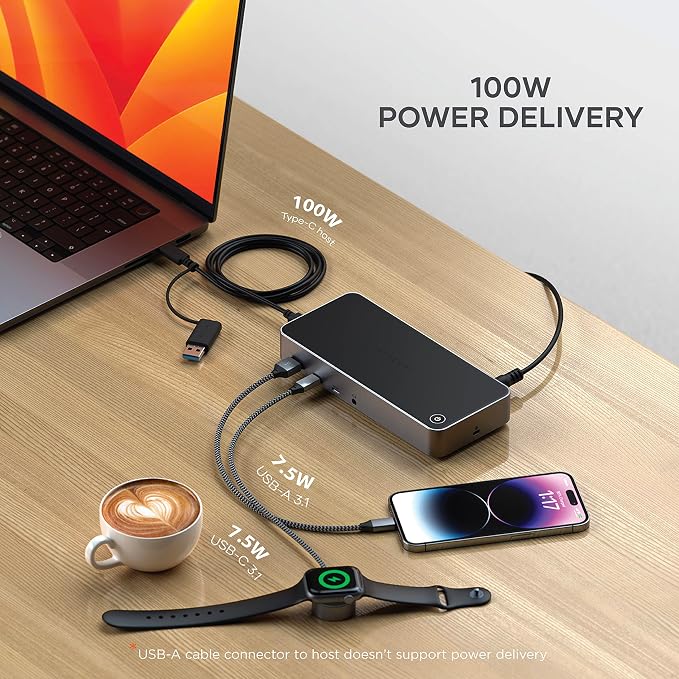 Satechi 13 in 1 Triple 4K USB C Docking Station, 100W Charging, 2 DP, 3 HDMI - Image 5