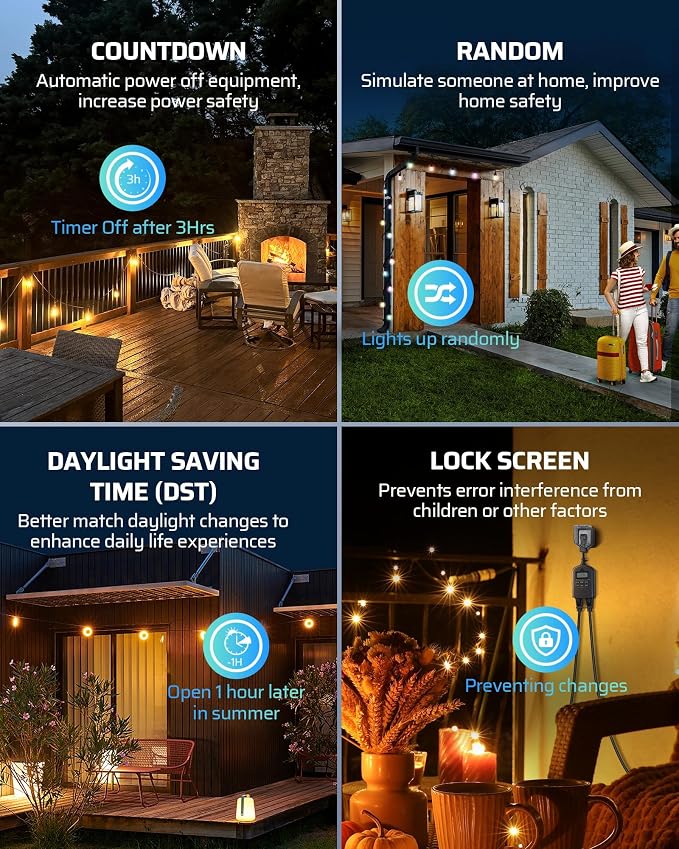 DEWENWILS Outdoor Timer Outlet Waterproof, Outdoor Digital Timer - Image 3