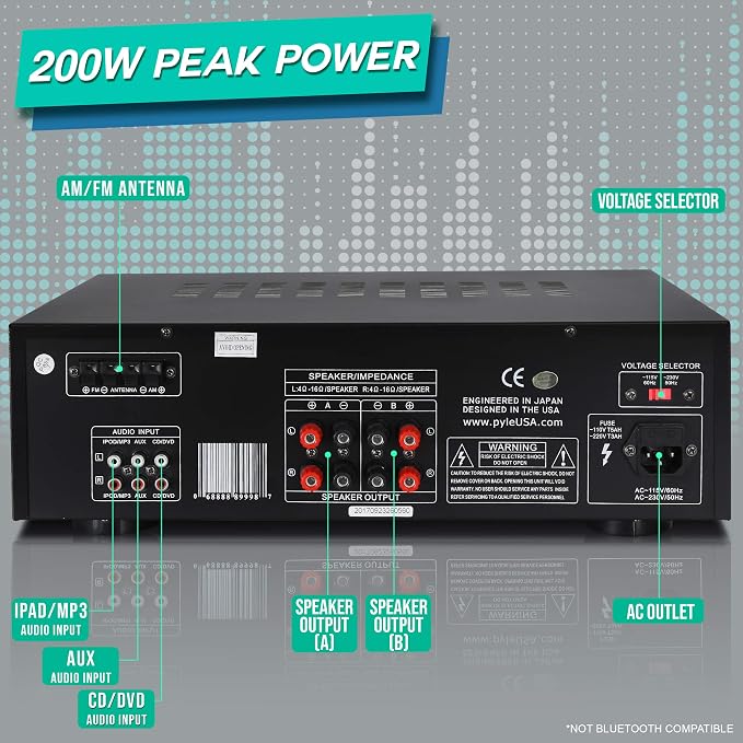 Pyle 200W Home Audio Power Amplifier - Image 2