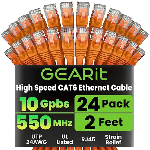 GEARit Cat 6 Ethernet Cable Cat6 Network Patch, Snagless Cord, Internet by GEARit