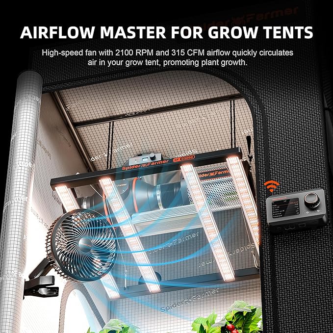 Spider Farmer New Grow Tent Clip Fan 6", EC Motor, Custom 10 Dynamic Wind - Image 2