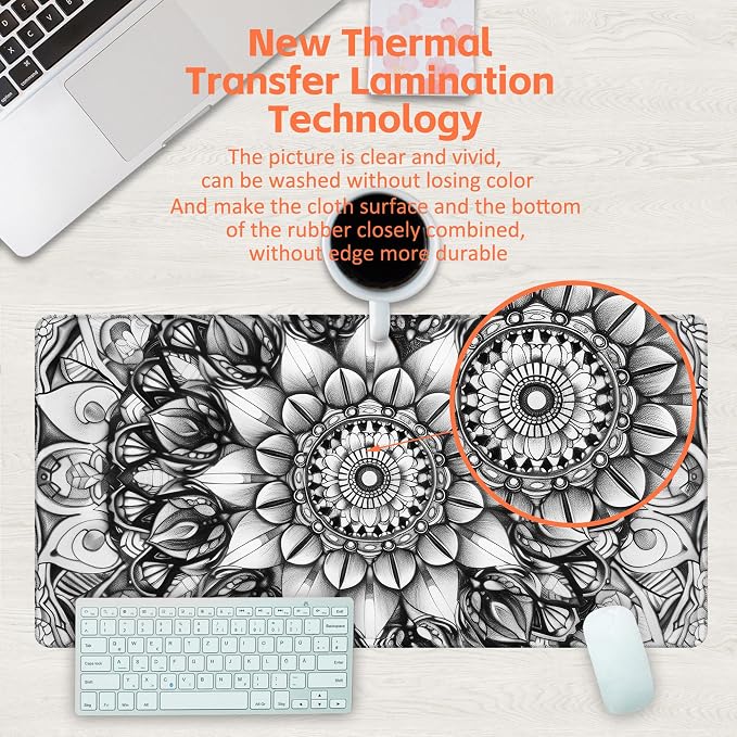 Large Gaming Mouse Pad for Desk, Mandala Flower Desk Pad, 31.5"x15.7" Extended - Image 4