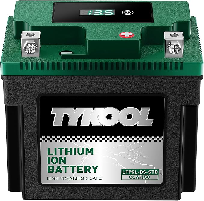 TYKOOL YTX5L-BS YTZ7S 2X Cranking Amps 150A, Lithium LiFePO4 Motorcycle Battery by TYKOOL