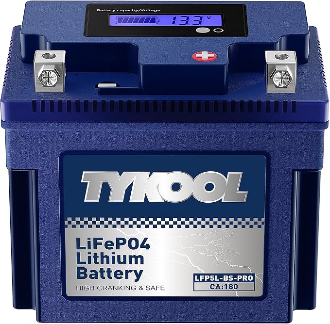 TYKOOL YTX5L-BS High Performance lithium LiFePO4 Motorcycle Battery, 12.8V 3Ah by TYKOOL