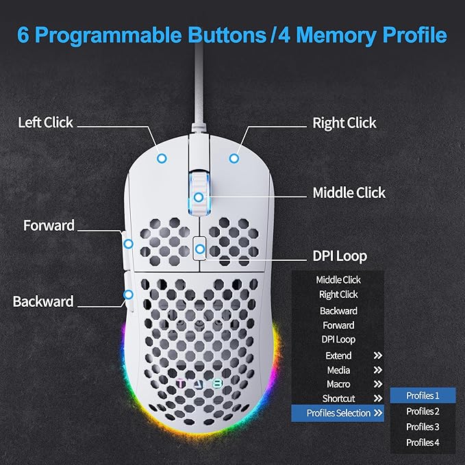 TMKB Falcon M1SE Ultralight Honeycomb Gaming Mouse, High-Precision 12800DPI - Image 3