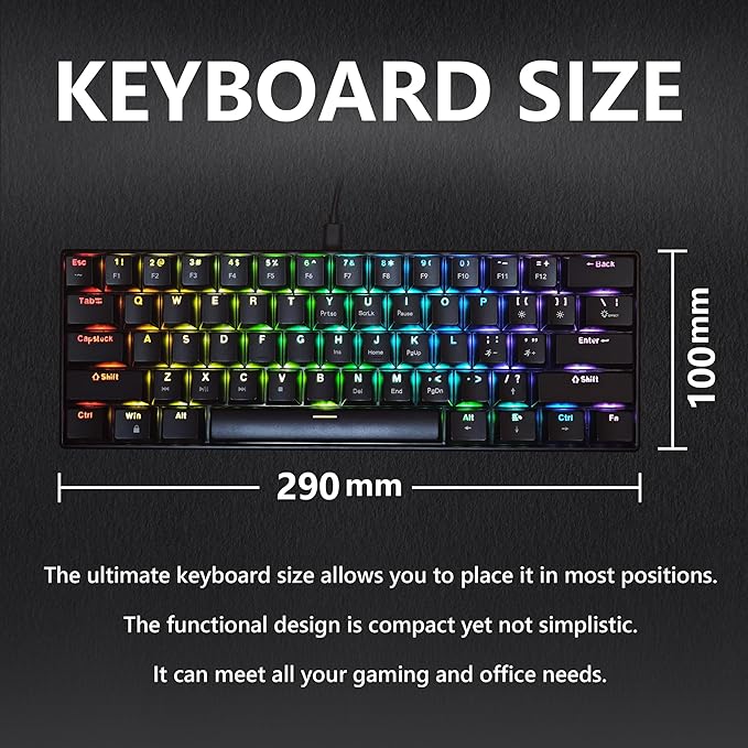 Mechanical Keyboard, 60% Mechanical Gaming Keyboard - Image 3