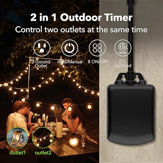BN-LINK 7 Day Outdoor Heavy Duty Digital Programmable Timer, Outdoor Timer - Image 2