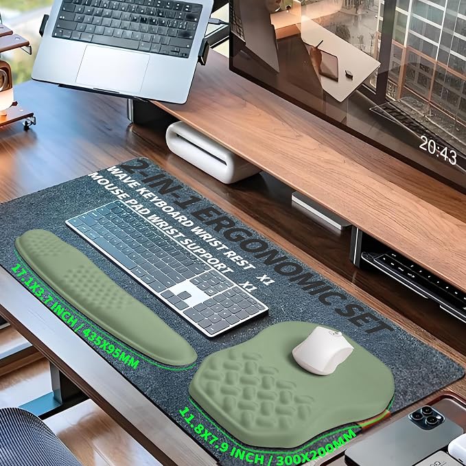 2-in-1 Ergonomic Set, Wave Keyboard Wrist Rest and Massage Slope Mouse Pad - Image 5