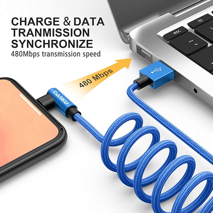 90 Degree iPhone Charger 10FT 2Pack USB Lightning Cable 10 Foot Right Angle - Image 2