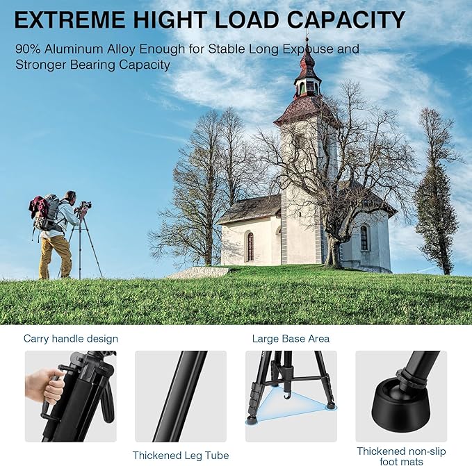 Tripod for Camera, Professional Heavy Duty Compact Camera Stand for Phone - Image 2