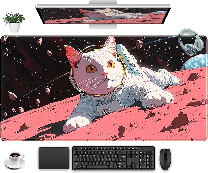 Cat Desk Mat Full Desk Mouse Pad Gaming Mat XXL, Fun Desktop Mats Computer by Unknown