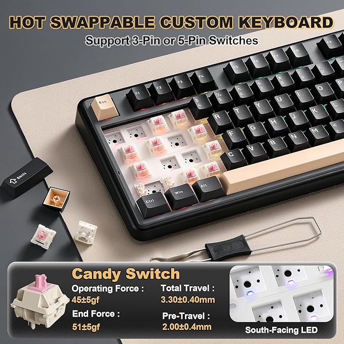 YUNZII B98 PRO QMK/VIA Wireless Mechanical Gaming Keyboard, 96% Layout - Image 6