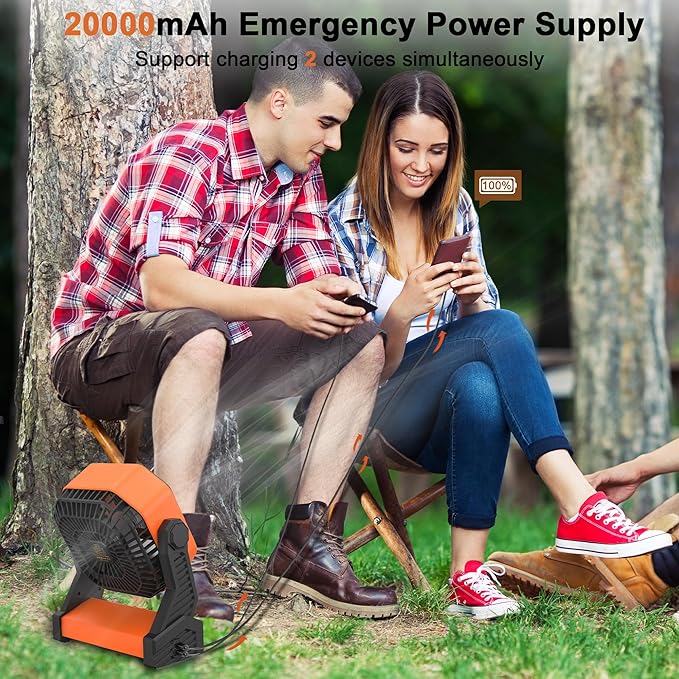 KITWLEMEN 20000mAh Battery Powered Camping Fan - Image 5